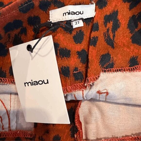 NEW! MAIOU The Tommy Pant in Red Leopard Print with Silver Belt Size 27 - Picture 9 of 15